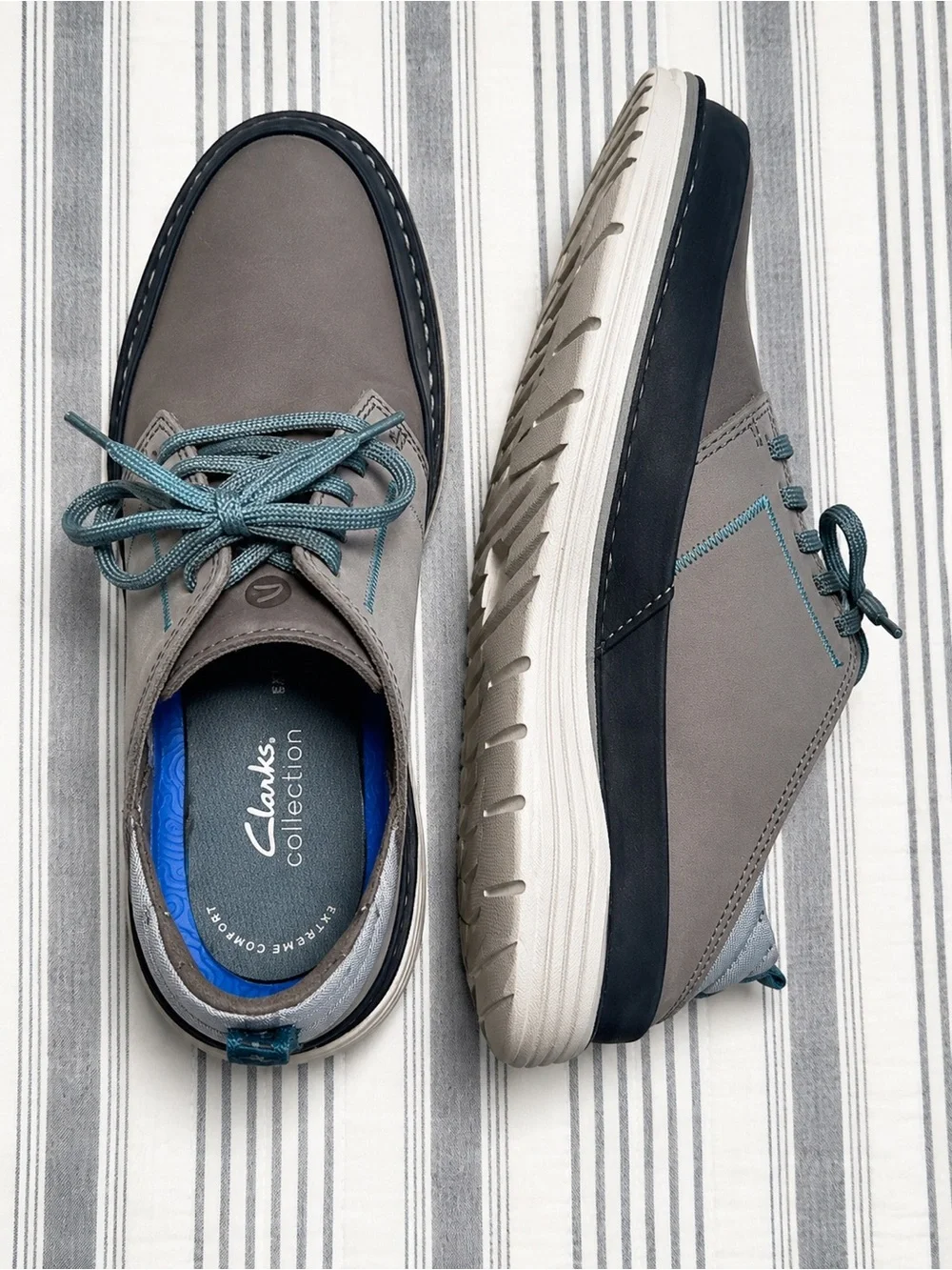 Clarks Collection Men’s 9.5 Casual Shoes Gray/Blue – Excellent Condition